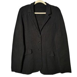 Lauren Ralph Lauren Womens Black Preppy Work Knit Blazer Cardigan Jacket Large